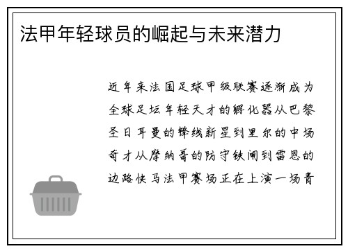 法甲年轻球员的崛起与未来潜力