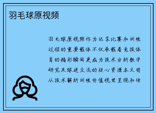 羽毛球原视频
